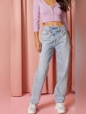 Agolde Light Blue High-Rise Straight Jeans